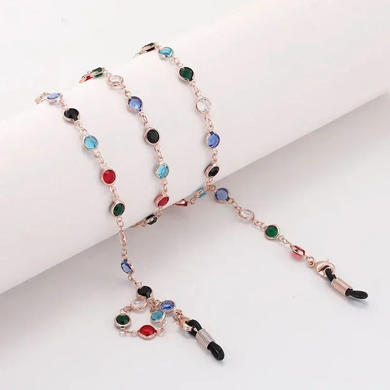 Vibrant Crystal Bead Eyewear Chain for Women - Stylish Glasses Holder and Sunglasses Strap Gift.