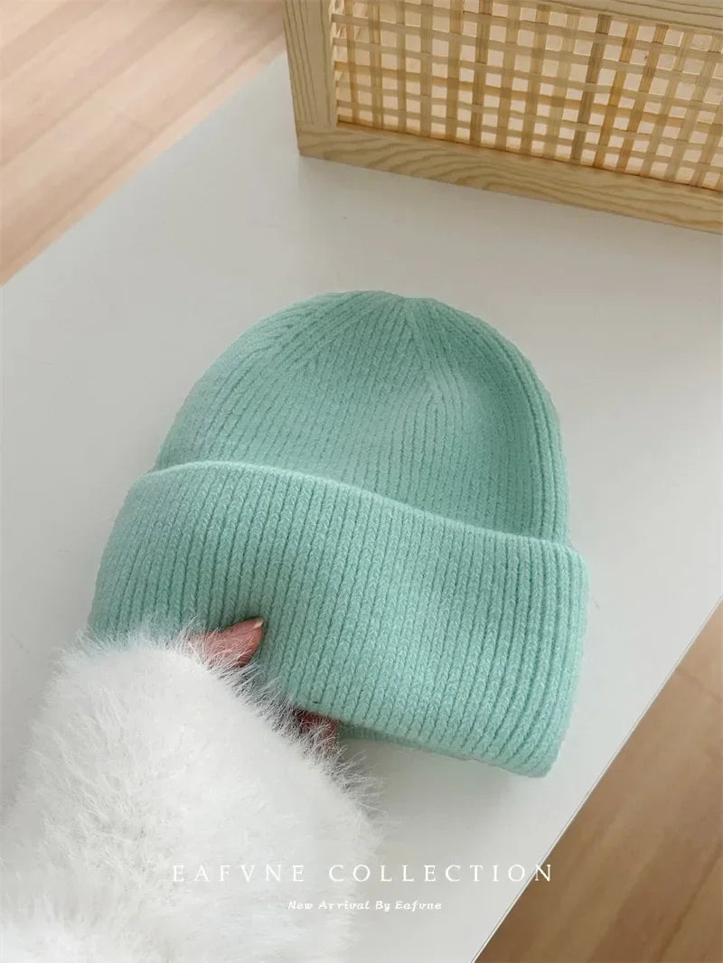 Cozy 2024 Angora Beanies for Women - Soft Knitted Rabbit Fur Winter Hat for Skiing and Cold Weather.