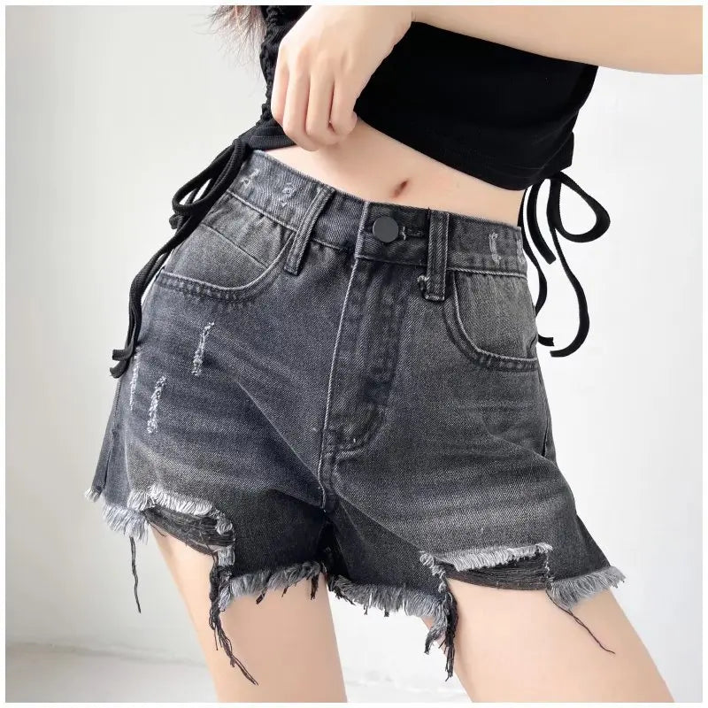 2024 Summer denim shorts for women black jeans shorts women distressed short mujer white jean shorts ripped y2k streetwear - Elevate Your Body