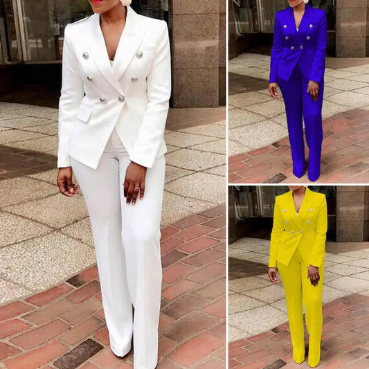 2Pcs/Set Blazer Trousers Suit Fashionable Warm High Waist for Holiday Suit Jacket Pants Set Office Blazer Pants Set.