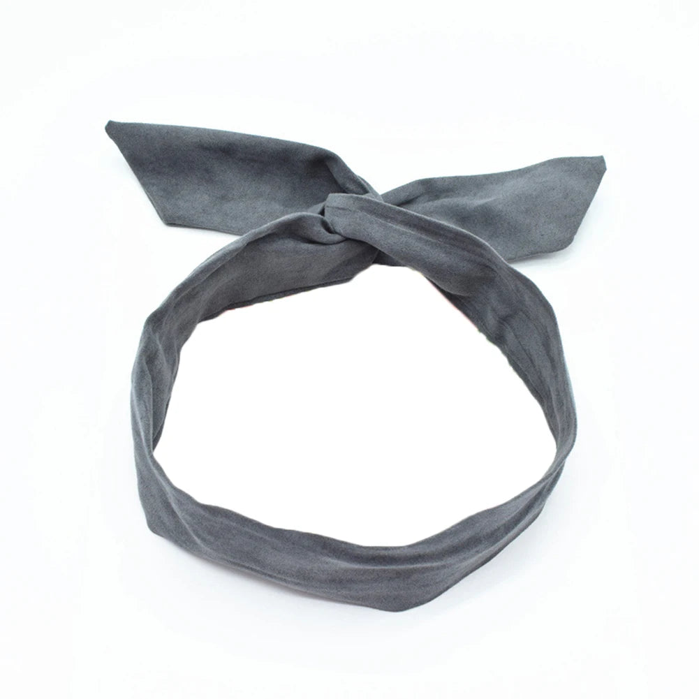 Retro Suede Rabbit Ears Cross Bow Headband Hair Accessories for Summer Fashion.