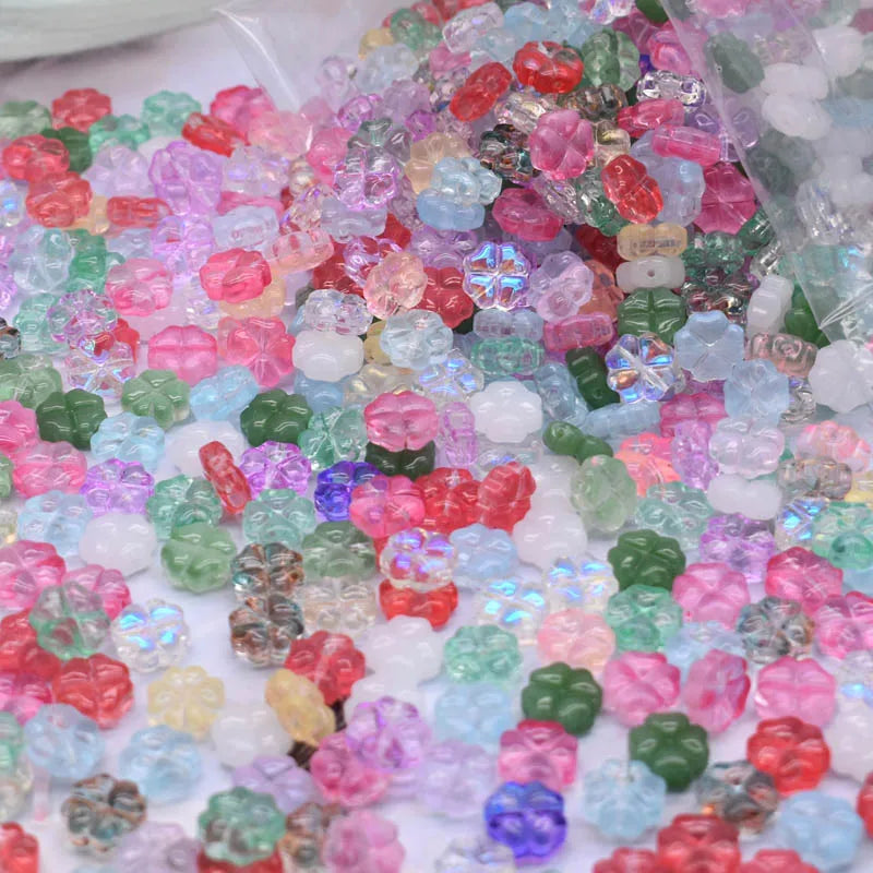 50pcs 8mm  Mix Color Star Elephant Fish Moon Flower Bead Czech Glass Loose Beads for Jwelry Making DIY Accessories Handmade.