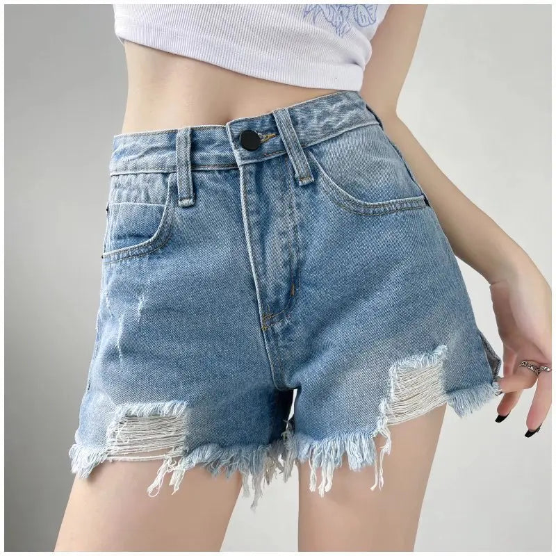 2024 Summer denim shorts for women black jeans shorts women distressed short mujer white jean shorts ripped y2k streetwear - Elevate Your Body