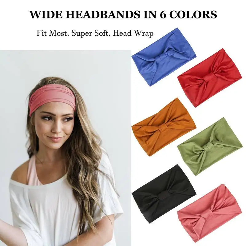 Solid Cotton Wide Headband for Women - Bowknot Turban Hair Accessories for Makeup, Sports, and Yoga.