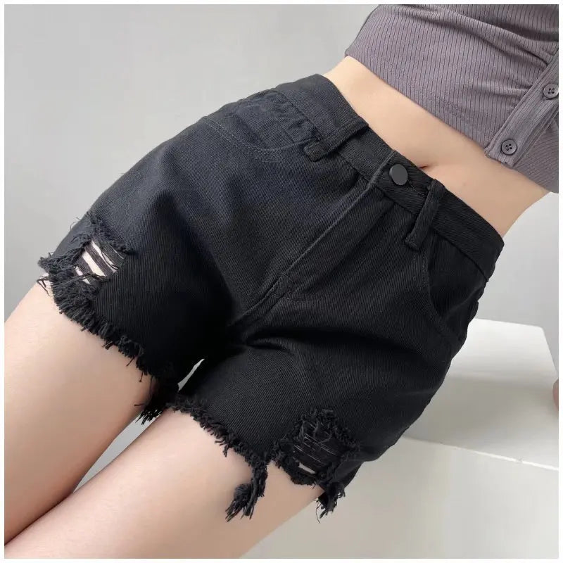 2024 Summer denim shorts for women black jeans shorts women distressed short mujer white jean shorts ripped y2k streetwear - Elevate Your Body