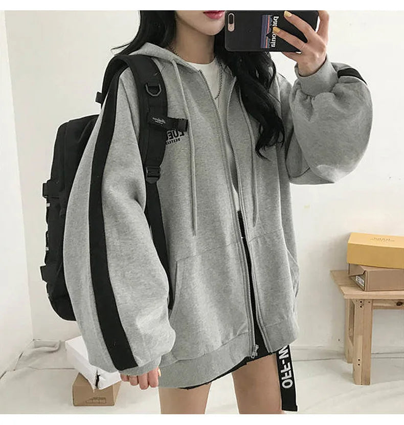 Zip Jacket Female Spring/autumn/winter 2024new Students Loose Hoodies Padded Long-sleeved Sweater Women's Clothing Y2k Sweatshir.