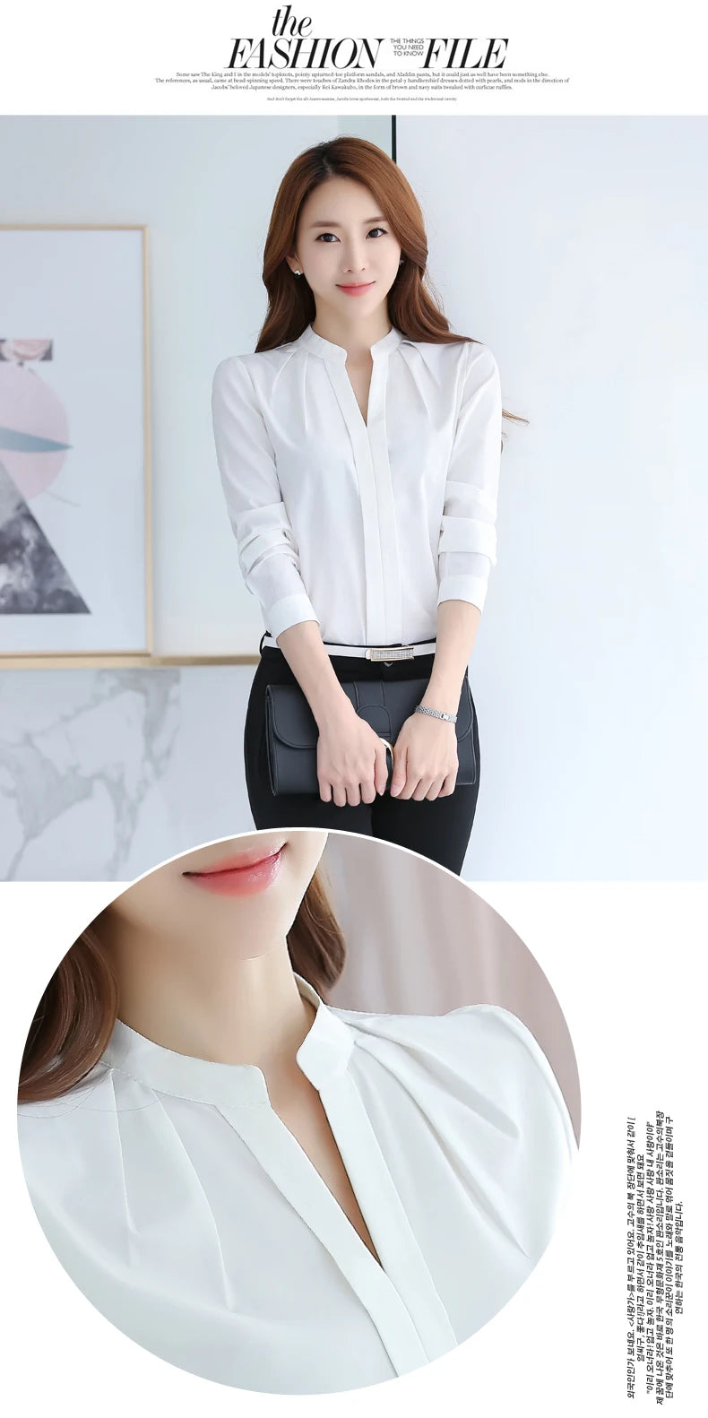 Chiffon Blouse Women Korean Fashion Women Clothing White Shirt  Long Sleeve Blouses V-neck Womens Tops Basic Shirts and Blouses - Elevate Your Body