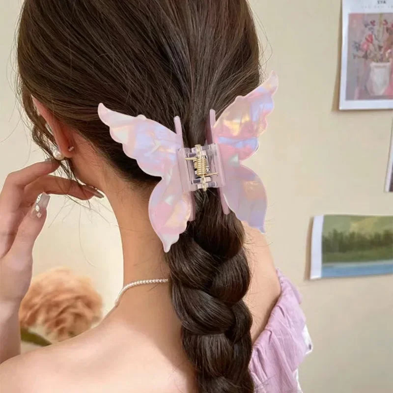 Chic French-Inspired Mermaid Butterfly Hair Claw Clip for Women - Stylish Imitation Vinegar Design.