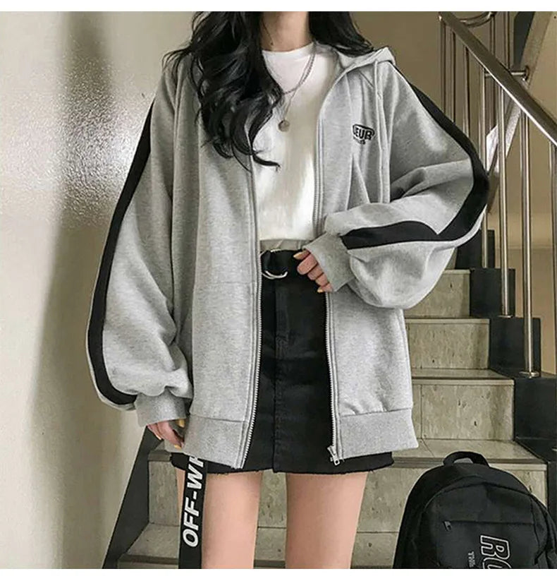 Zip Jacket Female Spring/autumn/winter 2024new Students Loose Hoodies Padded Long-sleeved Sweater Women's Clothing Y2k Sweatshir.