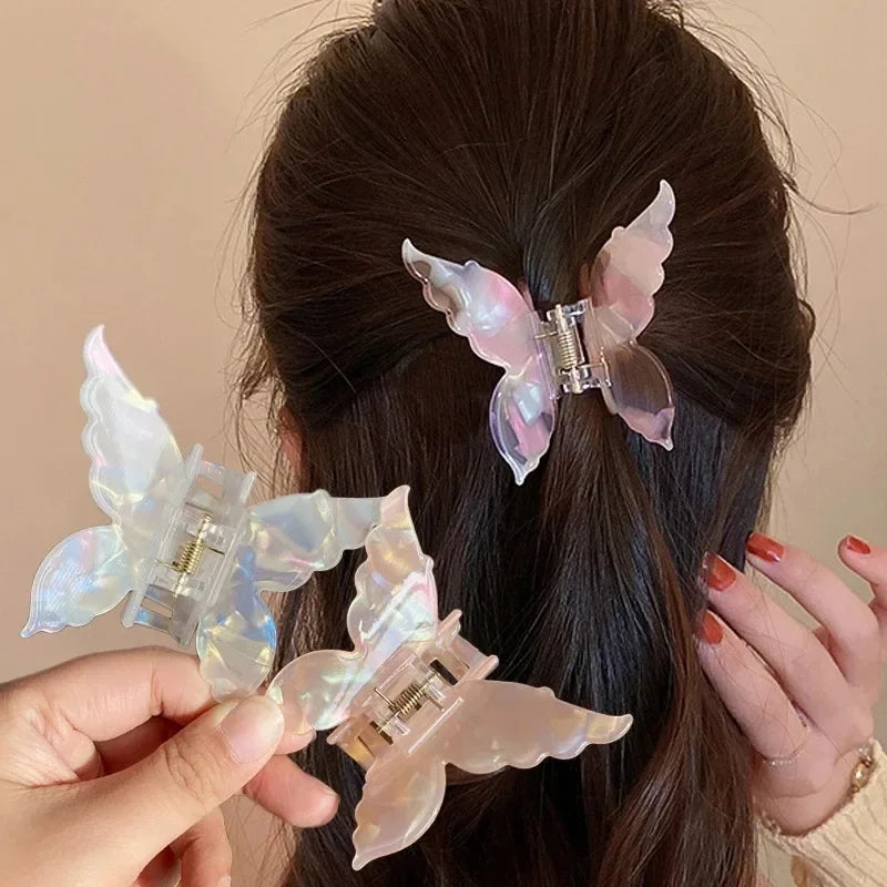 Chic French-Inspired Mermaid Butterfly Hair Claw Clip for Women - Stylish Imitation Vinegar Design.