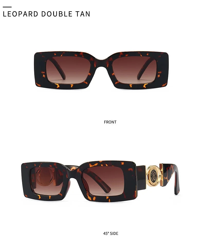 Vintage-Inspired Rectangle Sunglasses for Men and Women - Luxury Designer Black UV400 Eyewear