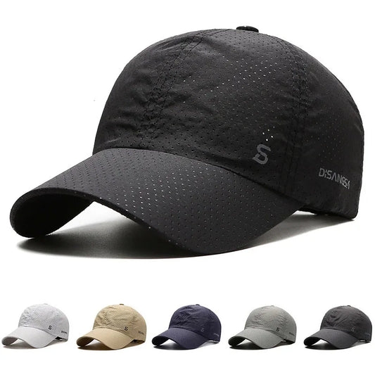 Unisex Quick-Dry Mesh Baseball Cap - Adjustable Breathable Sun Visor for Summer Fishing and Outdoor Activities.