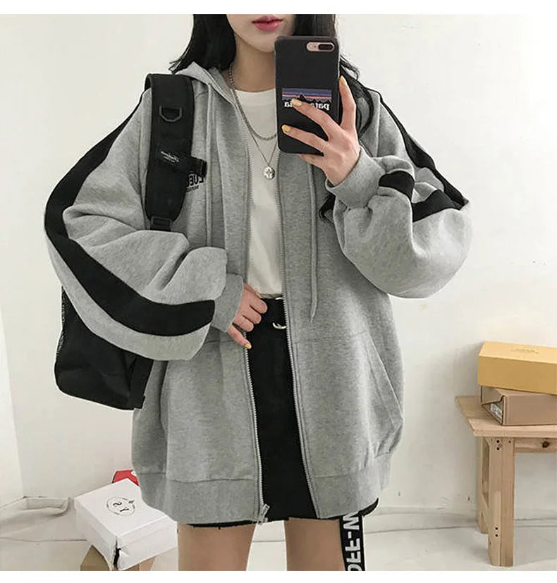 Zip Jacket Female Spring/autumn/winter 2024new Students Loose Hoodies Padded Long-sleeved Sweater Women's Clothing Y2k Sweatshir.