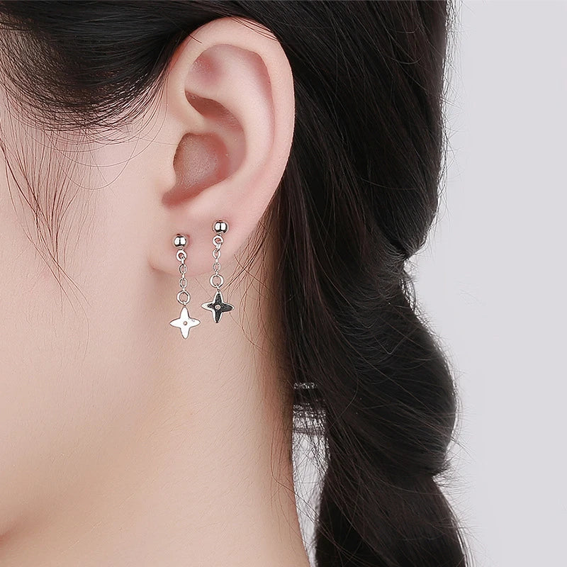 CIAXY Silver Color Earring Chain Asymmetrical Star Moon Long Tassel Earrings For Women Party Jewelry Gifts aretes de mujer.