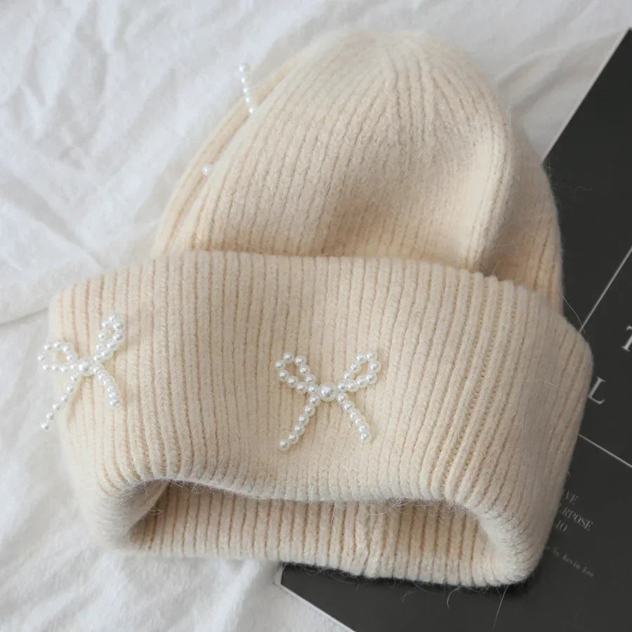 Cozy 2024 Angora Beanies for Women - Soft Knitted Rabbit Fur Winter Hat for Skiing and Cold Weather.