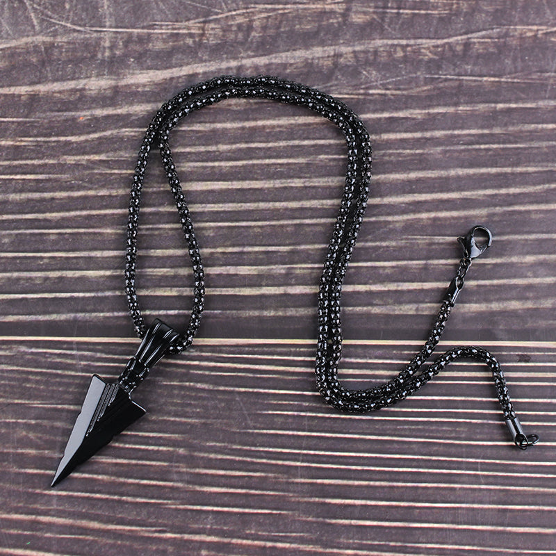 2022 Fashion Jewelry Black Gold Silver Color Arrow Head Pendant Long Chain Necklaces for Men jeweley gift wholesale hot sale.