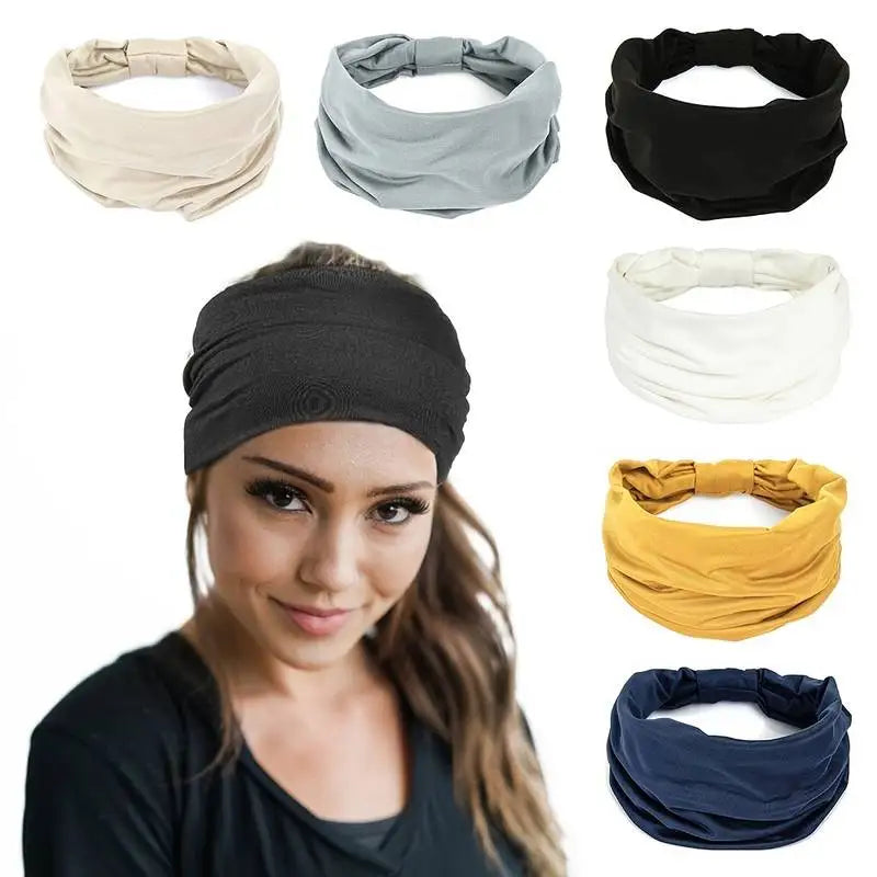 Solid Cotton Wide Headband for Women - Bowknot Turban Hair Accessories for Makeup, Sports, and Yoga.