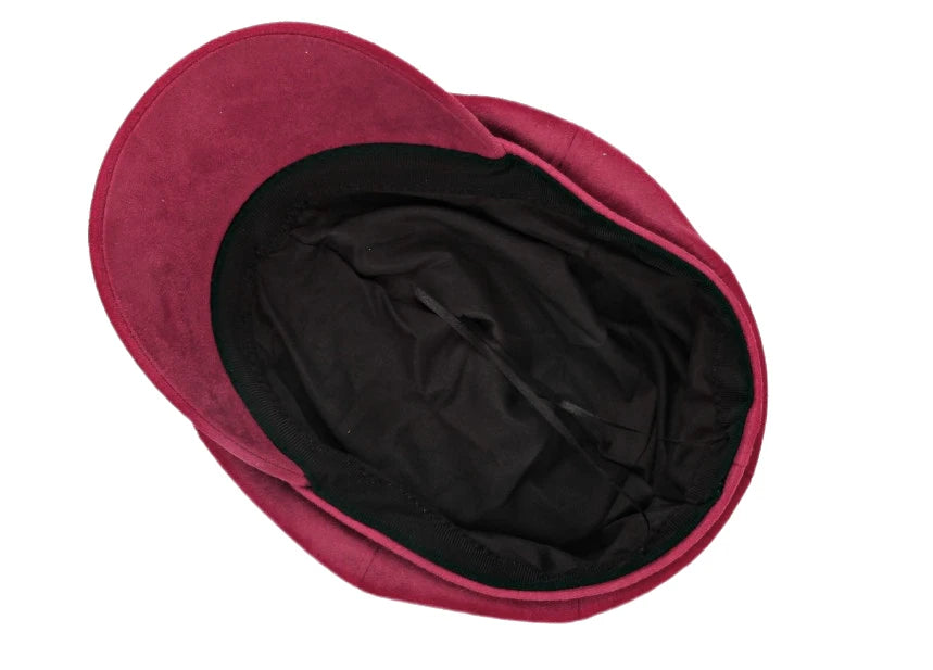 Vintage Velvet Newsboy Cap for Women - Rustic Octagonal Beret Hat with Winter Ear Protection.