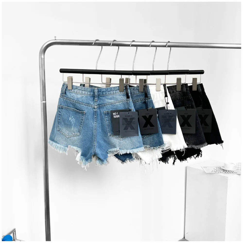 2024 Summer denim shorts for women black jeans shorts women distressed short mujer white jean shorts ripped y2k streetwear.