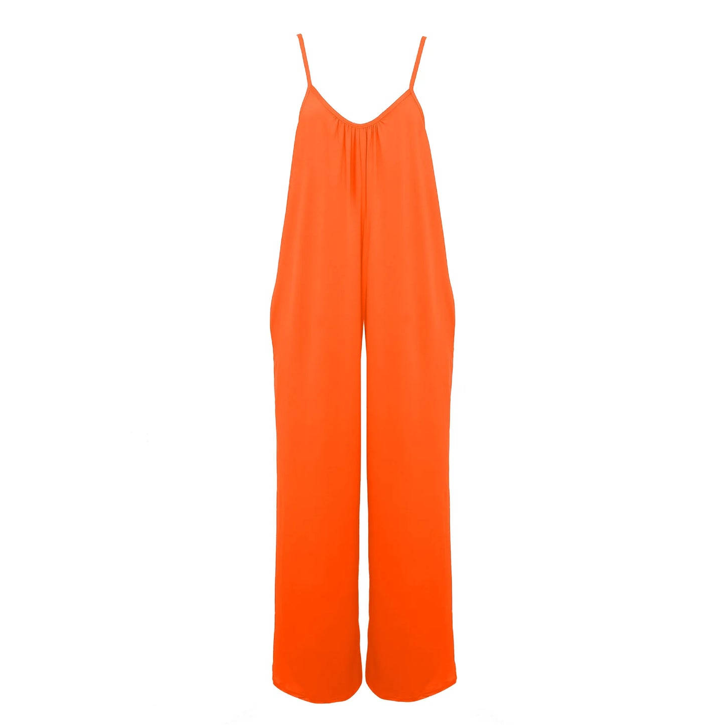 European and American Suspender  Women's 2023 Summer New Foreign Trade Tolid Color Pocket Casual Jumpsuit - Elevate Your Body