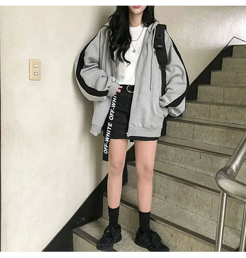 Zip Jacket Female Spring/autumn/winter 2024new Students Loose Hoodies Padded Long-sleeved Sweater Women's Clothing Y2k Sweatshir.