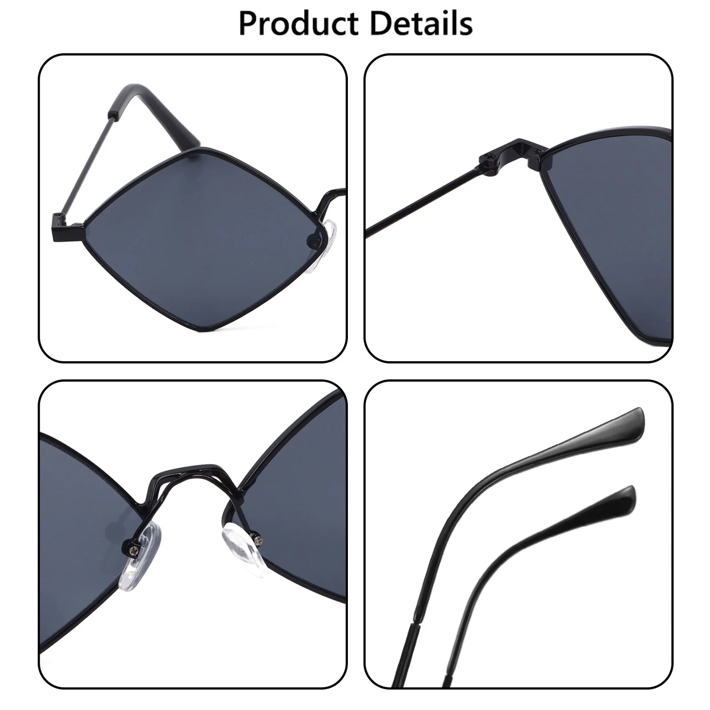 Trendy Retro Diamond-Shaped UV Protection Sunglasses for Men and Women with Metal Frame - Unisex Quadrilateral Shades