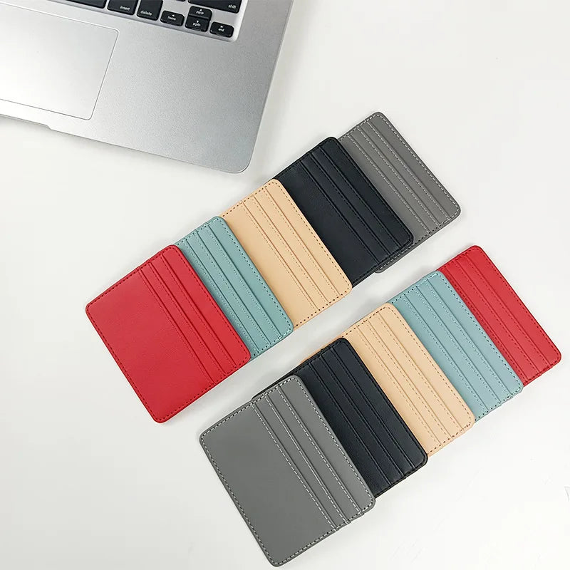 1Pc Pu Leather ID Card Holder Candy Color Bank Credit Card Box Multi Slot Slim Card Case Wallet Women Men Business Card Cover.