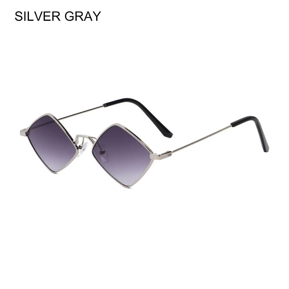 Trendy Retro Diamond-Shaped UV Protection Sunglasses for Men and Women with Metal Frame - Unisex Quadrilateral Shades.