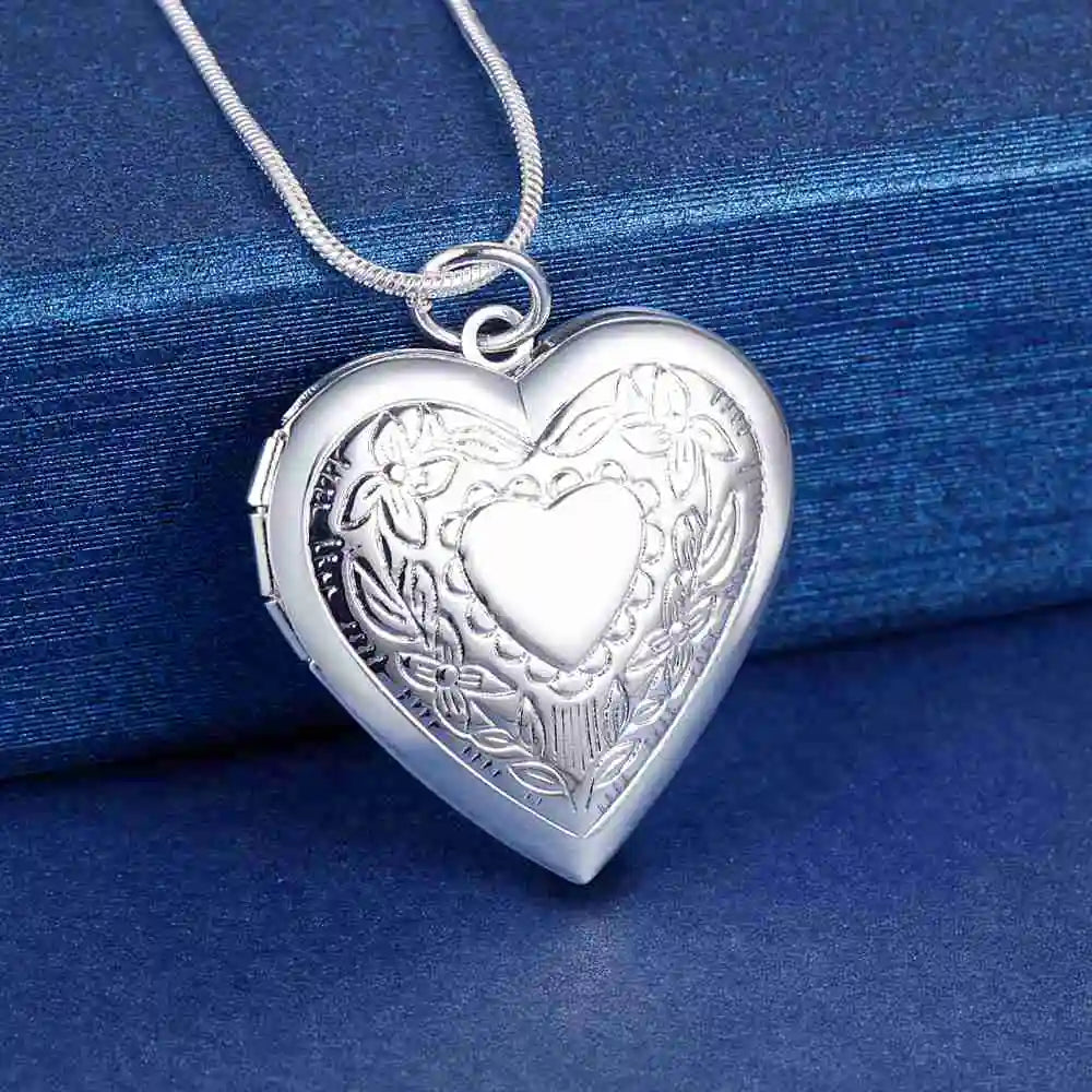 925 Sterling Silver Necklace Pendant Picture Frame Necklaces High Quality For Woman Wedding Engagement Fashion Jewelry Party.