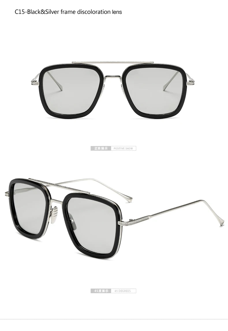 Chic Retro Square Sunglasses for Men and Women Inspired by Tony Stark