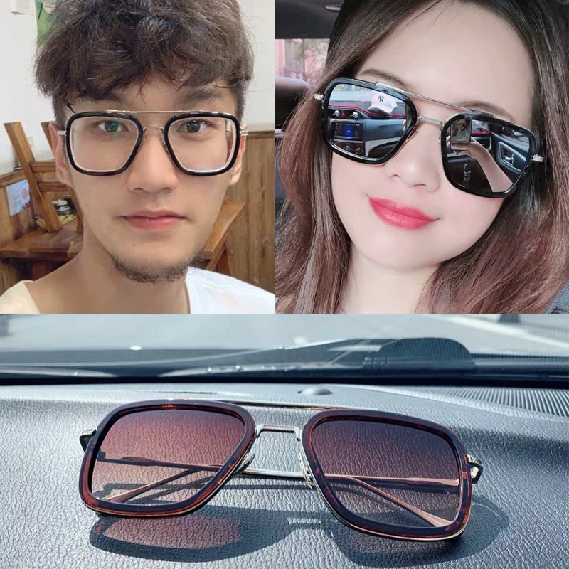 Chic Retro Square Sunglasses for Men and Women Inspired by Tony Stark