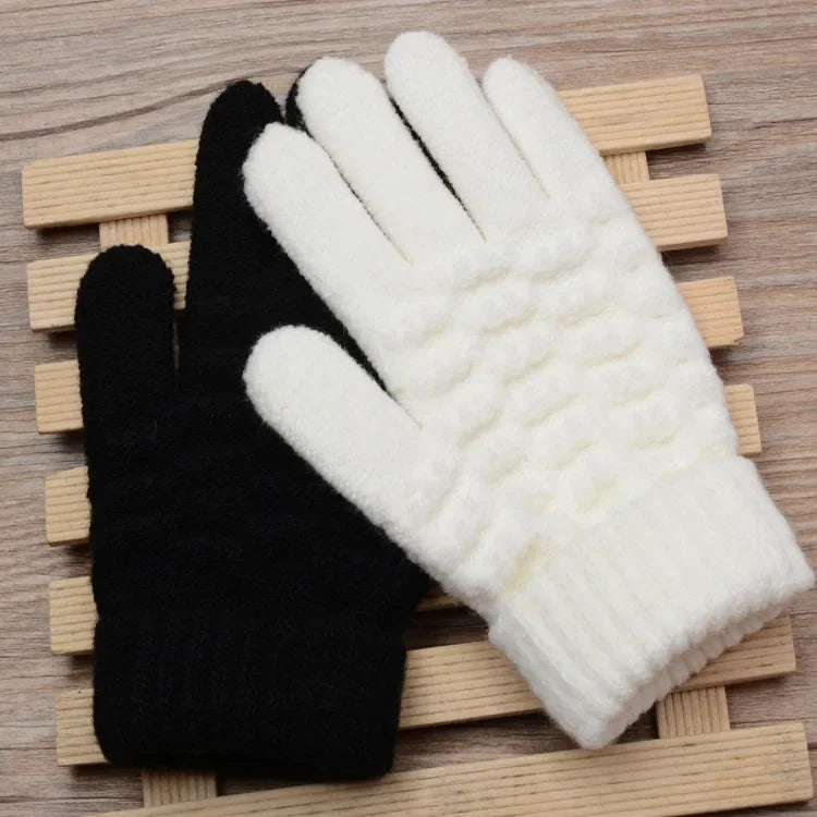 Unisex Warm Winter Touchscreen Knit Gloves - Full Finger Wool Mittens for Stylish Comfort.