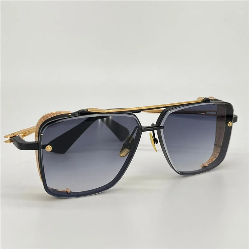 LIMTED EDITION M Six Men's Vintage Metal Sunglasses with Frameless UV 400 Lens - Stylish Square Design