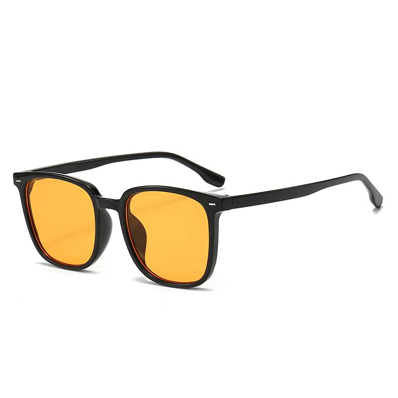 Stylish UV 400 Protective Brown Sunglasses with Black Frame for Men and Women - Classic Retro Fashion Eyewear.