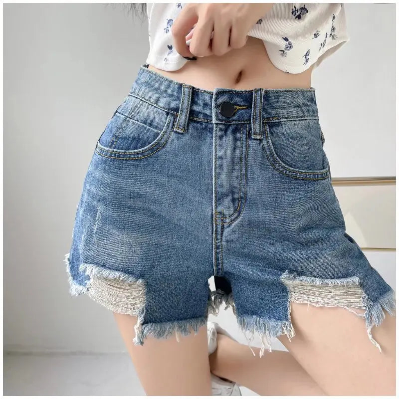 2024 Summer denim shorts for women black jeans shorts women distressed short mujer white jean shorts ripped y2k streetwear - Elevate Your Body